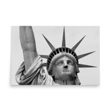 Lady Liberty's Gaze – Black & White Statue of Liberty Poster