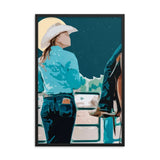 Moonlit Companions – Cowgirl and Horse Framed Cowgirl Poster