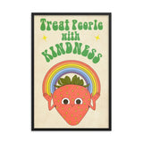 Strawberry Kindness – Retro Cartoon Poster for Classrooms